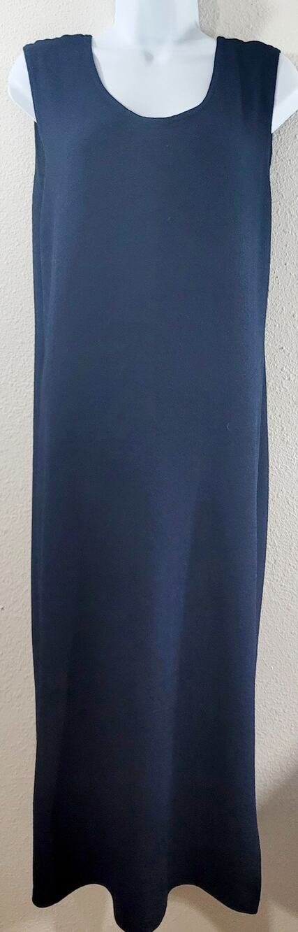 Another Thyme Navy Blue Sleeveless A Line Midi Dress Large Lightweight Stretch